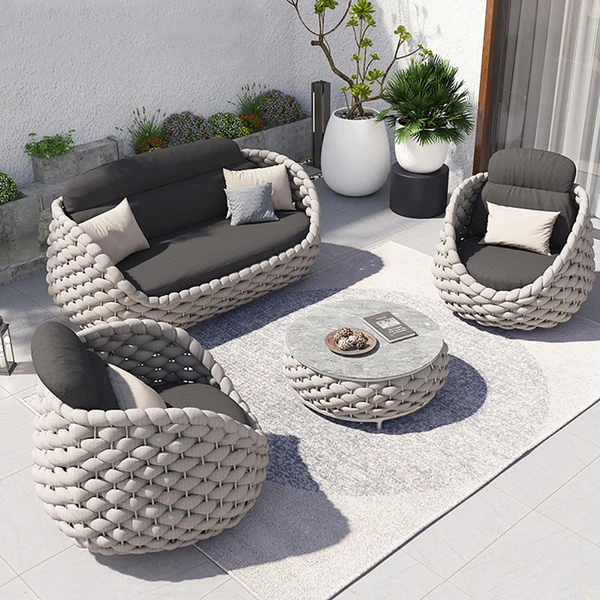 Tatta 4 Pieces Textilene Rope Woven Outdoor Section