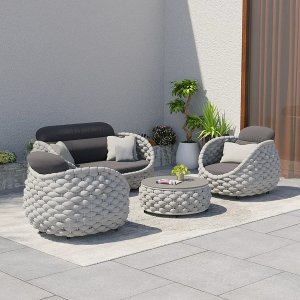 Tatta 4 Pieces Textilene Rope Woven Outdoor Section